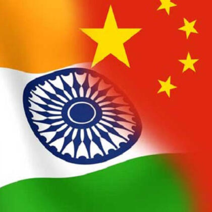 India China Flags
