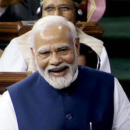 Pm Modi Smiling Sansad